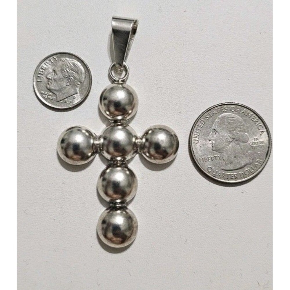 Chunky Sterling Silver Cross, 925 Silver Cross, Statement Piece, Cross Pendant - Picture 4 of 8